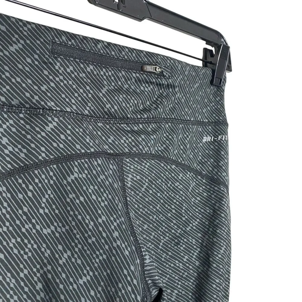 Nike Running Dri Fit Leggings Womens XS Black Gray Meteor Capri Athleisure Gym